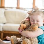 Child Hugging Tan Bear recordable stuffed animal